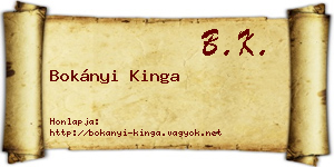 Bokányi Kinga névjegykártya